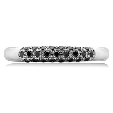 Round Black Diamond Three-row Semi-Eternity Wedding Band Ring in White Gold (MDR190062)