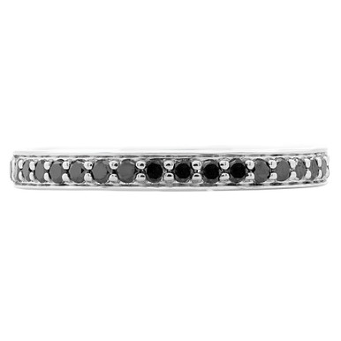 Round Black Diamond Semi-Eternity Wedding Band Ring in White Gold (MDR190106)