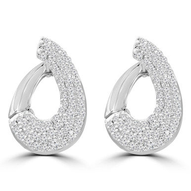 Round Diamond Drop/Dangle Earrings in White Gold (MDR210062)