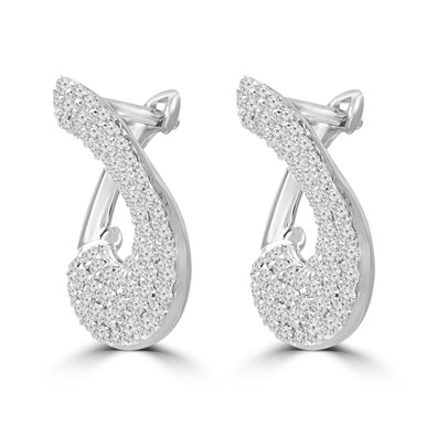 Round Diamond Drop/Dangle Earrings in White Gold (MDR210062)