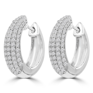 Round Diamond Five-row Huggie Earrings in White Gold (MDR210080)
