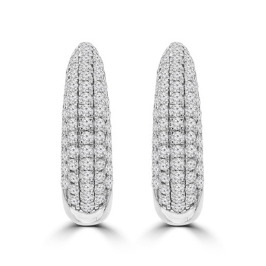 Round Diamond Five-row Huggie Earrings in White Gold (MDR210080)