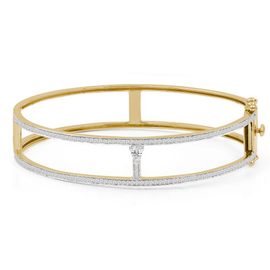 Pear Diamond Two-row Bangle Bracelet in Yellow Gold (MDR210114)