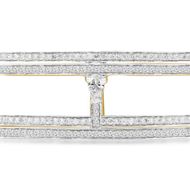 Pear Diamond Two-row Bangle Bracelet in Yellow Gold (MDR210114)