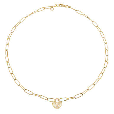 Heart Lock Necklace in Yellow Gold (MDR210179)