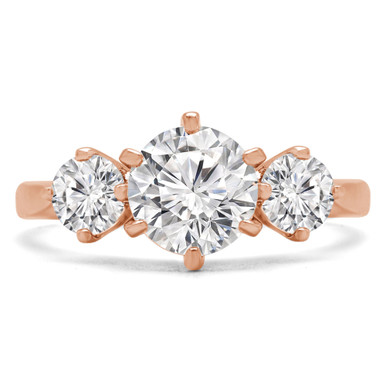 Round Diamond Three-Stone Engagement Ring in Rose Gold (MVSX0018-R)