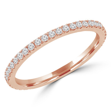 Round Diamond Semi-Eternity Wedding Band Ring in Rose Gold (MVSXB0007-R)