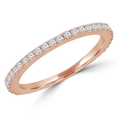 Round Diamond Semi-Eternity Wedding Band Ring in Rose Gold (MVSXB0017-R)