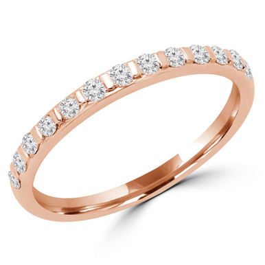 Round Diamond Bar-Set Semi-Eternity Wedding Band Ring in Rose Gold (MVSXB0040-R)