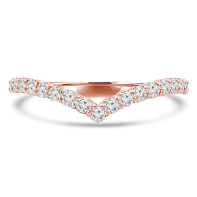 Round Diamond Chevron Semi-Eternity Wedding Band Ring in Rose Gold (MVSXB0068-R)