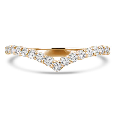 Round Diamond Chevron Semi-Eternity Wedding Band Ring in Yellow Gold (MVSXB0068-Y)