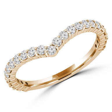 Round Diamond Chevron Semi-Eternity Wedding Band Ring in Yellow Gold (MVSXB0068-Y)