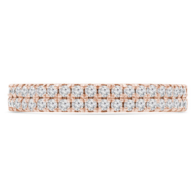 Round Diamond Two-row Semi-Eternity Wedding Band Ring in Rose Gold (MVSXB0070-R)
