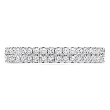 Round Diamond Two-row Semi-Eternity Wedding Band Ring in White Gold (MVSXB0070-W)