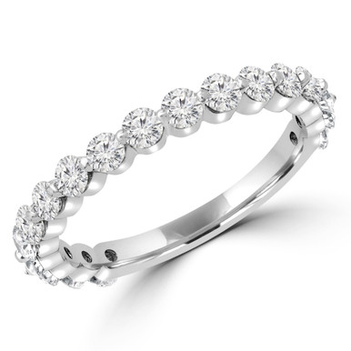Round Diamond 3/4 Way Semi-Eternity Wedding Band Ring in White Gold (MVSXB0079-W)