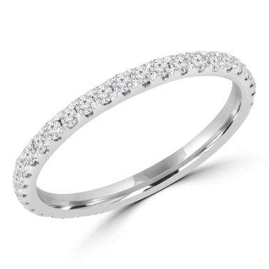 Round Diamond 3/4 Way Semi-Eternity Wedding Band Ring in White Gold (MVSXB0080-W)