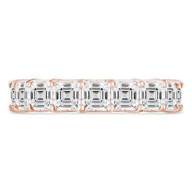 Lab Created Full Eternity Asscher Diamond Anniversary Wedding Band Ring in Rose Gold (MVSAR0017-R)