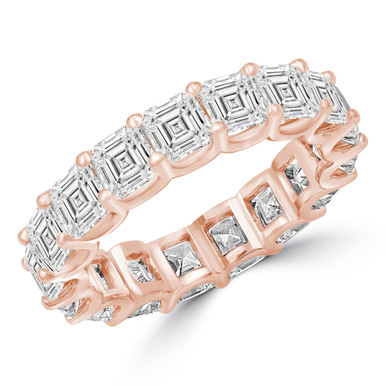 Lab Created Full Eternity Asscher Diamond Anniversary Wedding Band Ring in Rose Gold (MVSAR0017-R)