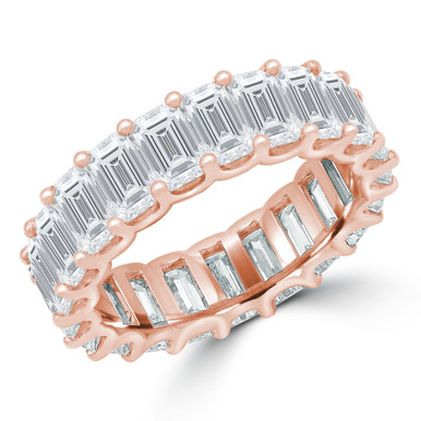 Lab Created Full Eternity Emerald Diamond Anniversary Wedding Band Ring in Rose Gold (MVSAR0018-R)