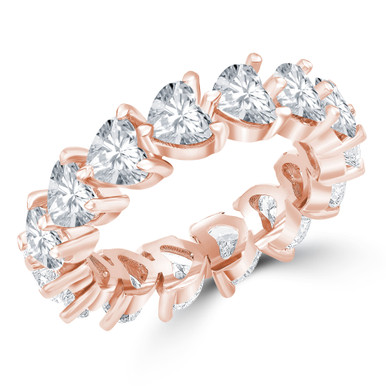 Lab Created Full Eternity Heart Diamond Anniversary Wedding Band Ring in Rose Gold (MVSAR0019-R)