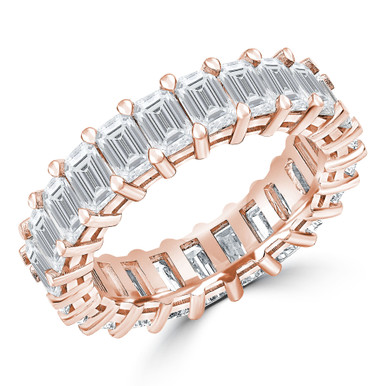 Lab Created Full Eternity Emerald Diamond Anniversary Wedding Band Ring in Rose Gold (MVSAR0021-R)