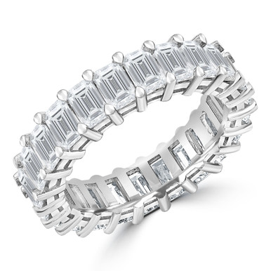 Lab Created Full Eternity Emerald Diamond Anniversary Wedding Band Ring in White Gold (MVSAR0021-W)