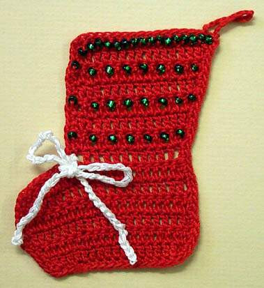 CMPATC027 - Christmas Tree Ornament - Beaded Christmas Stocking