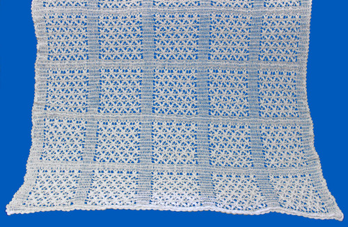 Image of finished baby shawl from Craft Moods book BK34 Pattern 2 Daisy Squares.