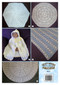 Back cover of Australian Craft Moods book, BK35 (A4) More Crocheted Shawls for Baby, by Vicki Moodie, 2 round shawls using 2 and 3ply, a 4ply square shawl, a hexagon baby blanket in 8ply and a baby's hooded carrying cape worked in 4ply