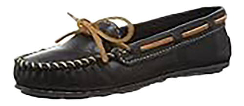 Minnetonka Kiltie Smooth Leather Womens Category: Slippers Color: Black ItemNumber: W619