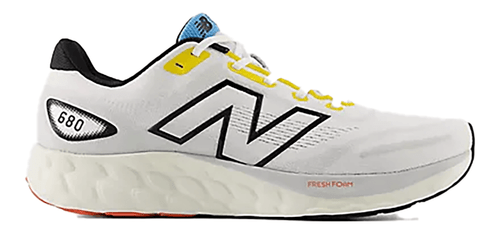 New Balance Fresh Foam 680v8 Mens Category: Running Color: White with Black and Ginger Lemon ItemNumber: M680LW8