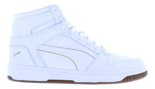 Puma REBOUND LAYUP LUX Mens Category: Basketball Color: White - Puma White - Team Gold ItemNumber: M388238-01