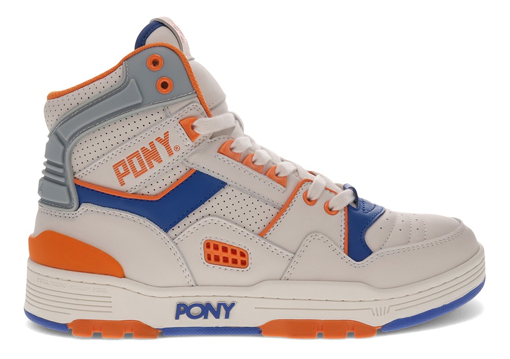 Pony M100 HIGH Mens Basketball Color: Off White Blue Orange
