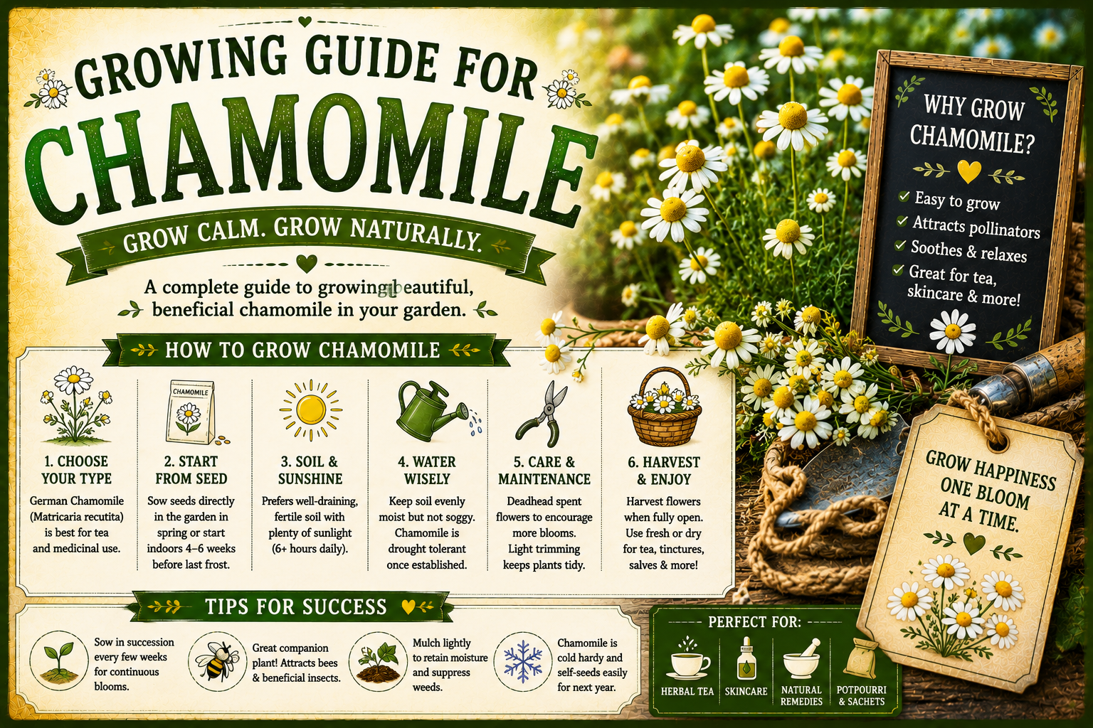 Growing Guide for Chamomile - Heirloom Vegetable Seeds | South GA Seed Co.