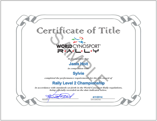 Rally Certificate Reprint