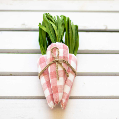 Gingham Carrot Trio 3.5" - Pink / White / Green