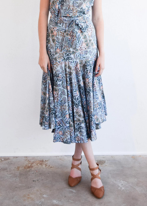 Prairie Midi Skirt - Blue Floral