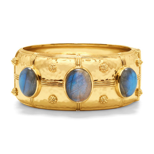 Cleopatra Grande Hinged Bangle in Hammered Gold/Blue Labradorite 