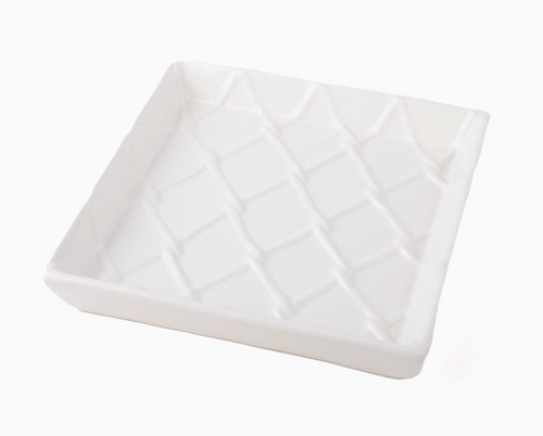 Square White Textured Beverage Napkin Tray