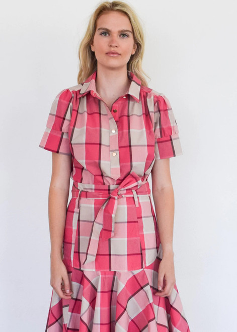 Everything Short Sleeve Top - Pink Plaid