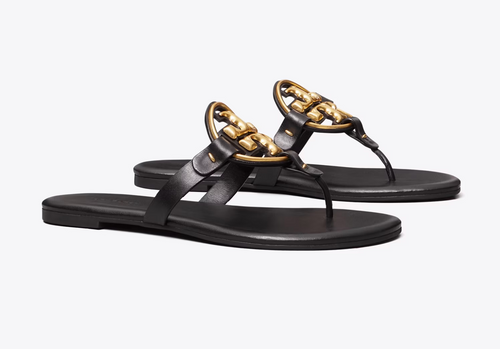 Miller Soft Metal Logo Sandal - Perfect Black & Gold