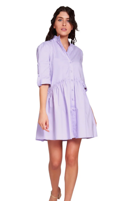 Cammie Ruffle Shirt Dress - Lavender