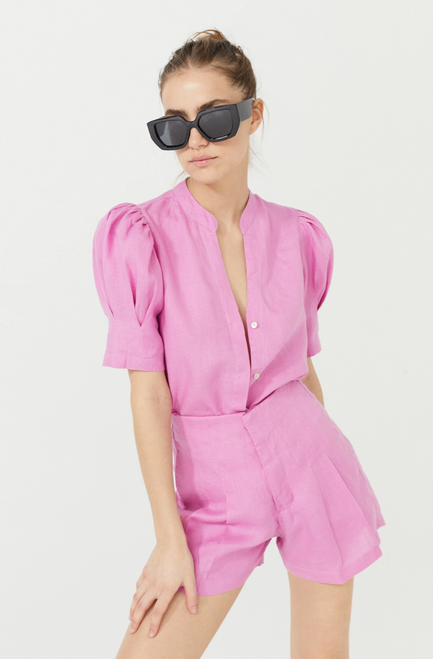 Athina Linen Shirt - Petunia Pink