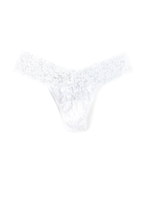 Petite Size Signature Lace Low Rise Thong - White