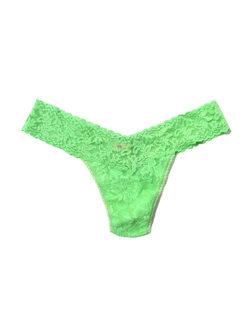 Signature Lace Low Rise Thong - Kiwi Punch Green
