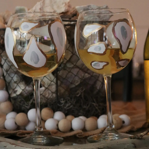 STEMMED OYSTER CONFETTI WINE GLASSES