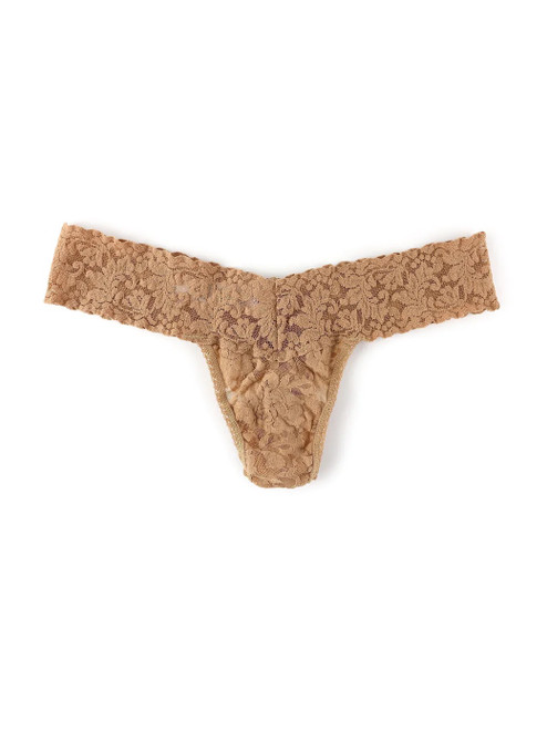 Signature Lace Low Rise Thong - Sun Tan Beige