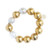 GOLD PLATED BALL & BAROQUE PEARL STRETCH BRACELET