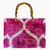 Silk Velvet Ikat Small Tote Bag with Bamboo Handles - Pink