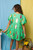 Bright Green Beetle Poof Sleeve Dress